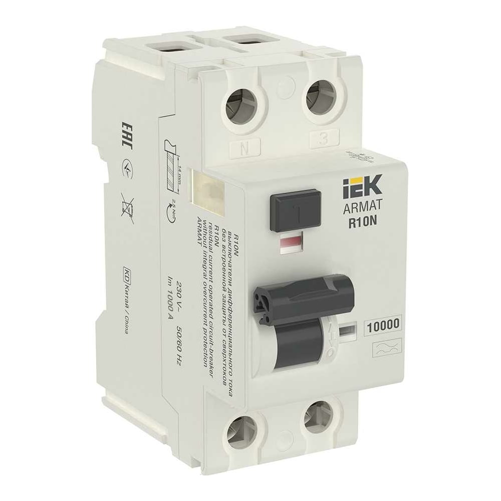 Изображение товара Выключатель дифференциального тока IEK ARMAT R10N 2P 80А 300мА тип AC