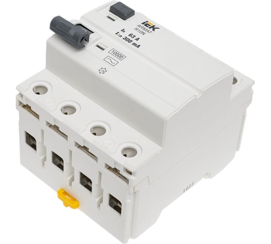 Изображение товара Выключатель дифференциального тока IEK ARMAT R10N 4P 63А 300мА тип AC AR-R10N-4-063C300