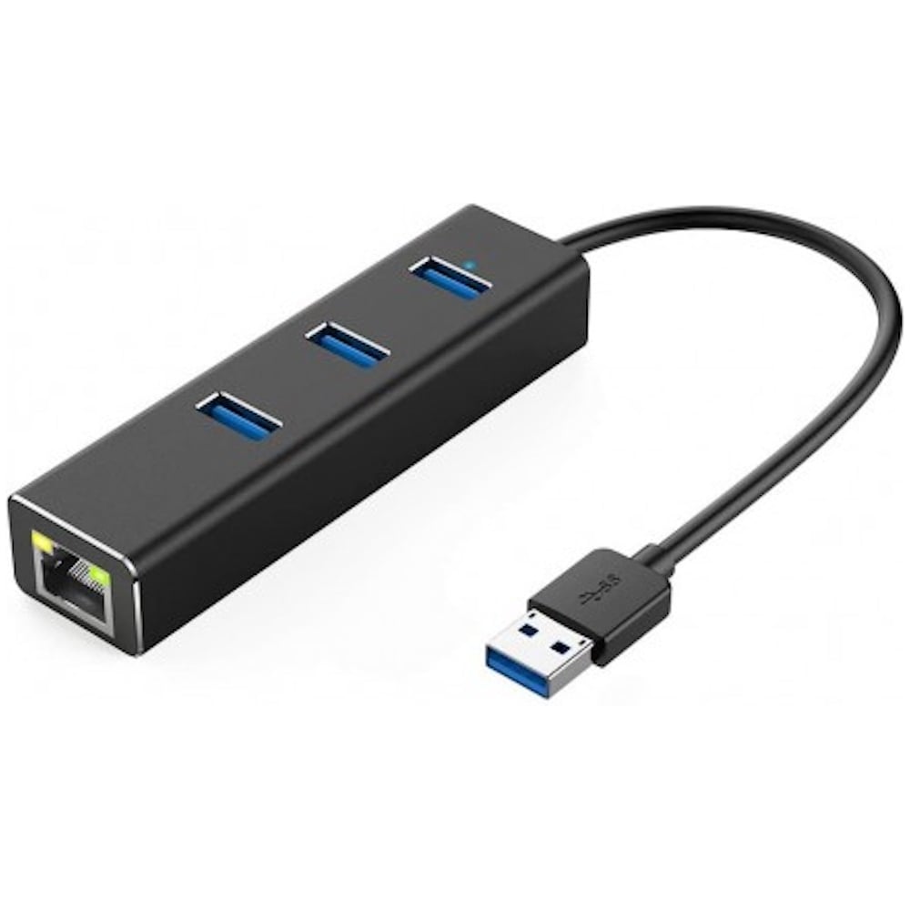 Изображение товара Адаптер KS-is USB 3.0 RJ45 Gigabit LAN с USB хабом KS-405 Изображение товара Адаптер KS-is USB 3.0 RJ45 Gigabit LAN с USB хабом KS-405