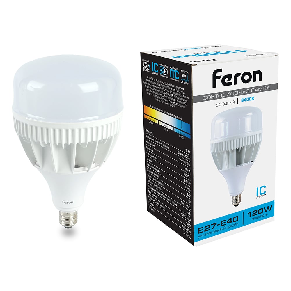 Изображение товара Светодиодная лампа LB-65 E27-E40 120W 6400K, FERON 38197