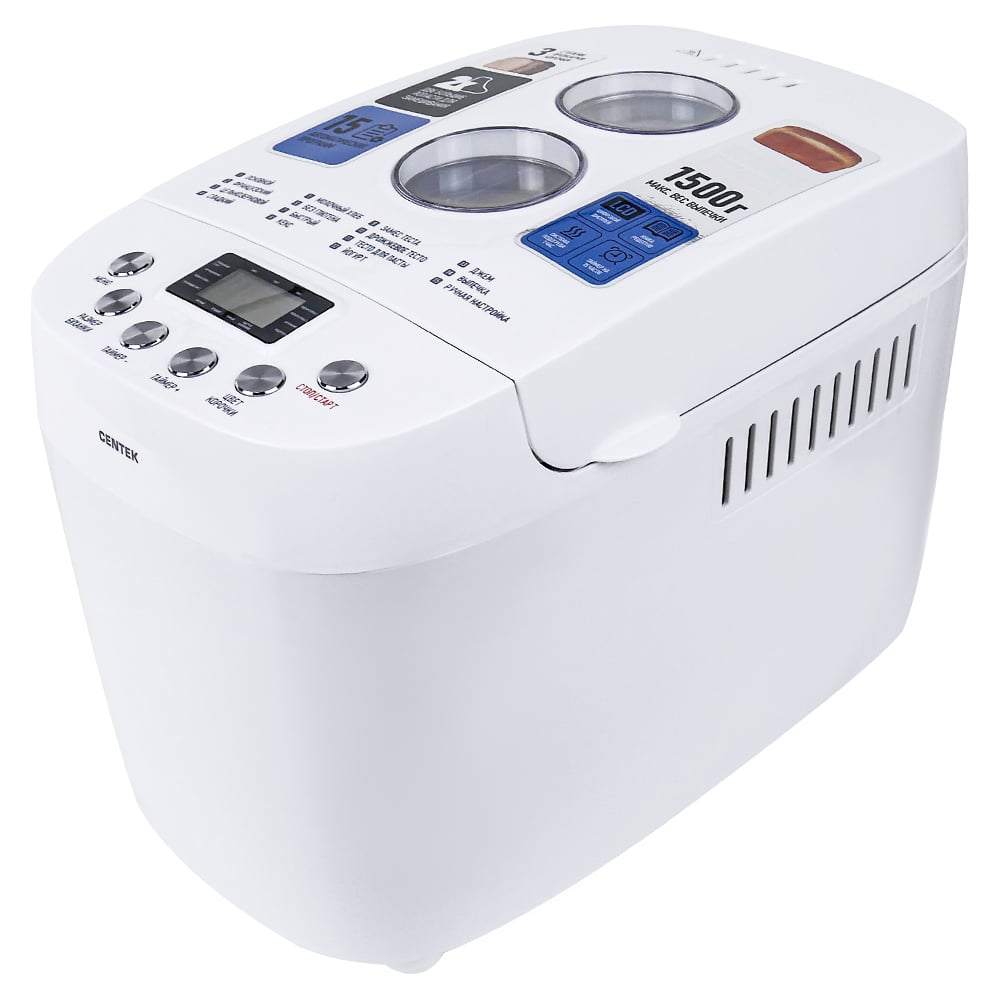 Изображение товара Хлебопечка Centek белый 1500г, 850Вт, 15 программ, CT-1417