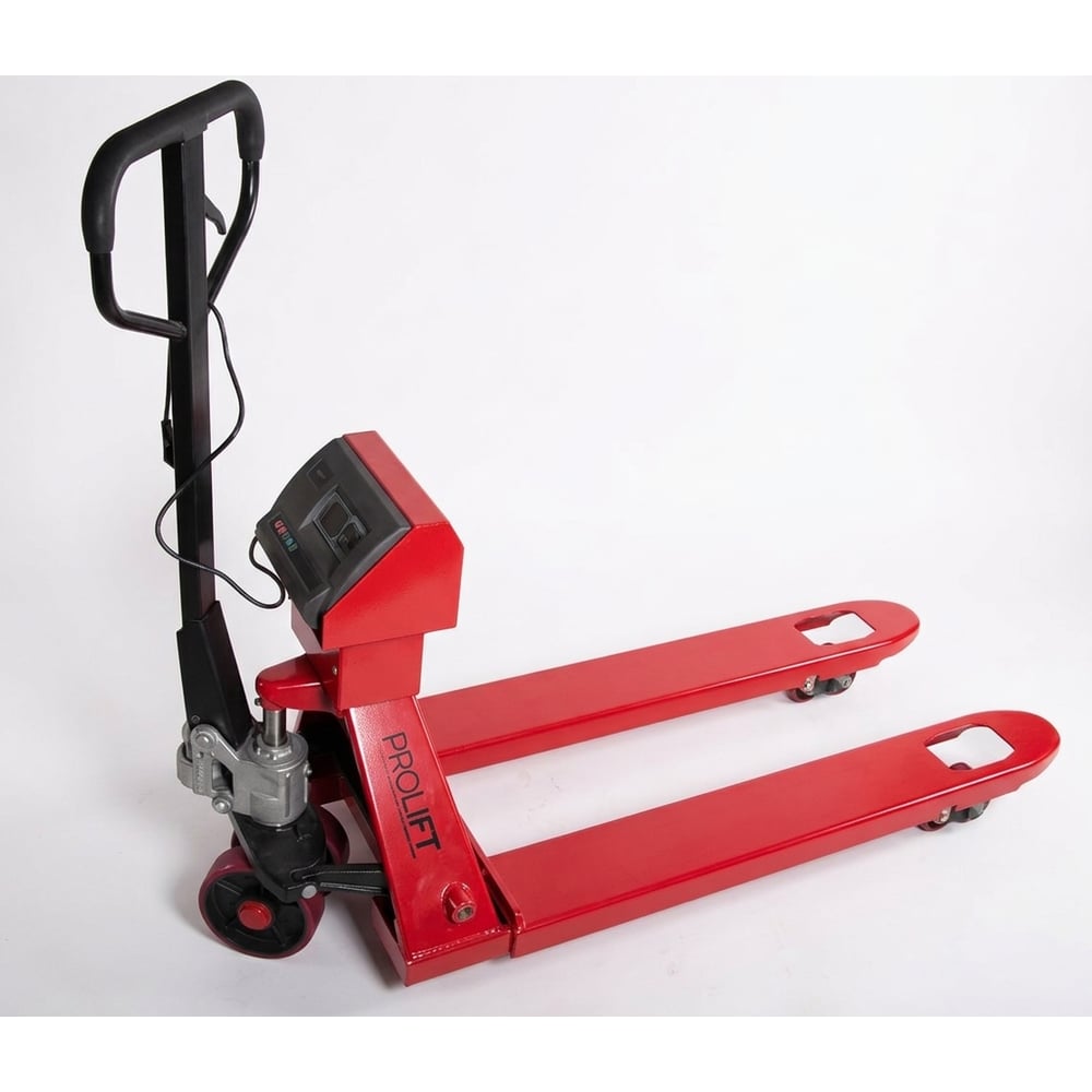 Изображение товара Гидравлическая тележка с весами PROLIFT 2500кг, 1150х550 мм, полиуретан.колесо, двойн. полиур. ролики CW 25-1150x550-P/P