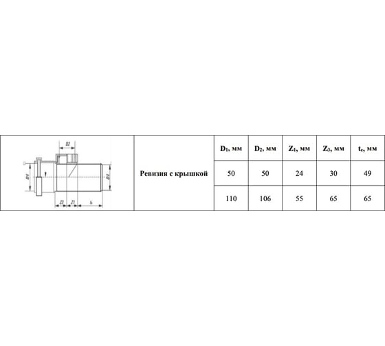 Изображение товара Ревизия с крышкой VALFEX D50 мм, внутренняя канализация 20103050