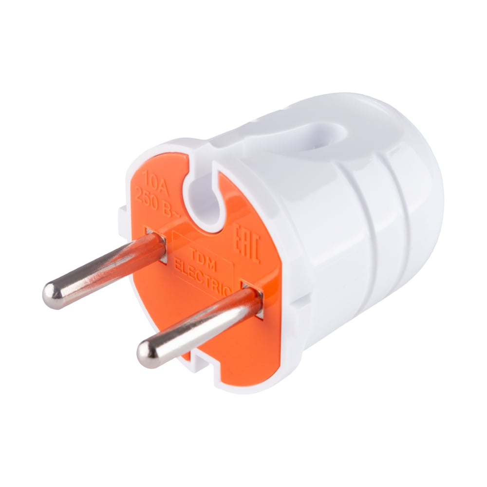 Изображение товара Вилка без заземления TDM ELECTRIC белая с красной вставкой 10А 250В SQ1806-0209