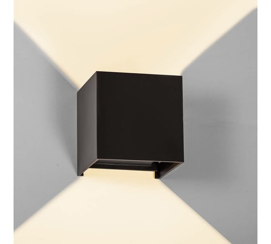 Изображение товара Настенный светильник MAKSBRIGHT вверх/вниз, 6Вт, 620лм, IP65, черный, 100х100х100мм MB-EX-CUBE
