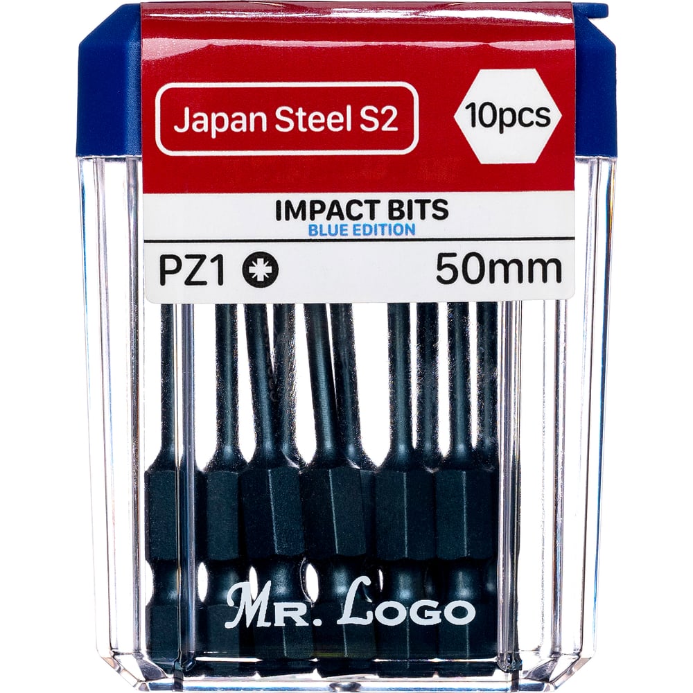 Изображение товара Биты Mr.Logo для шуруповерта магнитные торсионные IMPACT PZ1 x 50 мм PC Box - 10 шт GB-50PZ1 Изображение товара Биты Mr.Logo для шуруповерта магнитные торсионные IMPACT PZ1 x 50 мм PC Box - 10 шт GB-50PZ1