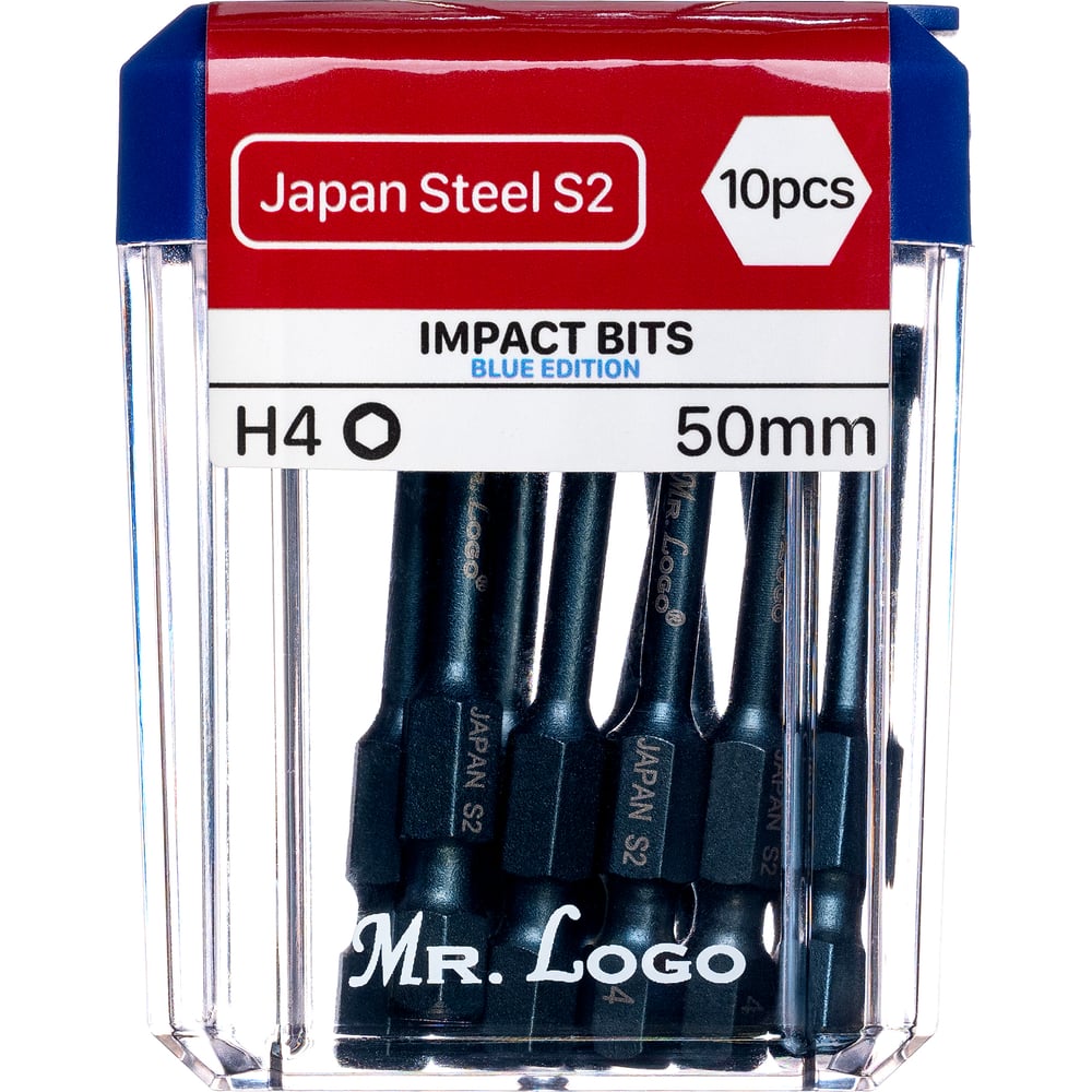 Изображение товара Биты Mr.Logo для шуруповерта магнитные торсионные IMPACT H4 x 50 мм PC Box - 10 шт GB-50H4 Изображение товара Биты Mr.Logo для шуруповерта магнитные торсионные IMPACT H4 x 50 мм PC Box - 10 шт GB-50H4