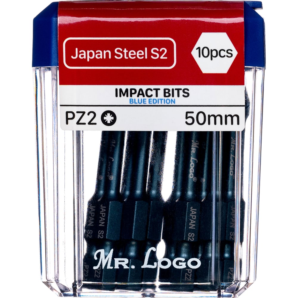 Изображение товара Биты Mr.Logo для шуруповерта магнитные торсионные IMPACT PZ2 x 50 мм PC Box - 10 шт GB-50PZ2 Изображение товара Биты Mr.Logo для шуруповерта магнитные торсионные IMPACT PZ2 x 50 мм PC Box - 10 шт GB-50PZ2