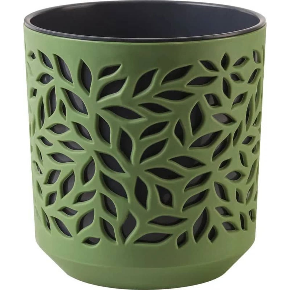 Изображение товара Кашпо La Decoro Leaves, 1,25 л, оливковое/антрацит 284127