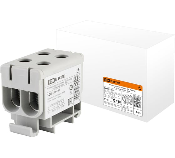 Изображение товара Силовая вводная клемма TDM ELECTRIC КВС 4 ввода, 6-50 кв.мм., серая SQ0833-0101