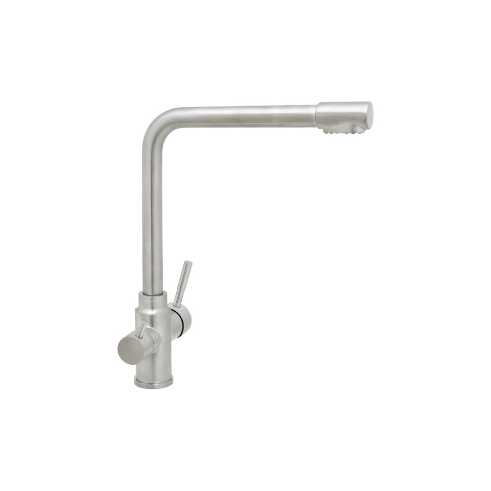 Изображение товара Смеситель Кухня AQUA-925 "INOX" шар. d-35 нерж, Г-образный излив, с подключением фильтра питьевой воды SANTREK 317572