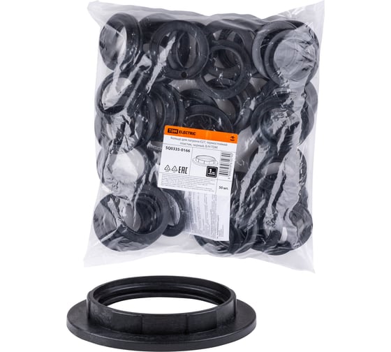 Изображение товара Кольцо для патрона Е27 TDM ELECTRIC термостойкий пластик, черный, Б/Н SQ0335-0166