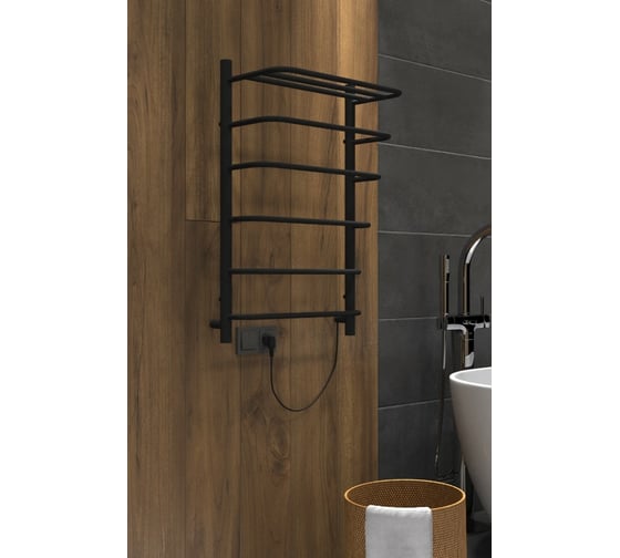 Изображение товара Полотенцесушитель INDIGO Hit (electro) 80/50 (скрытый монтаж, универсальное подключение R/L, черный муар) LHE80-50BRR