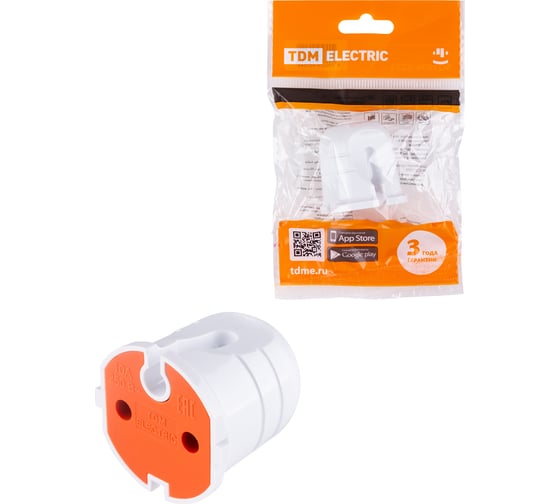 Изображение товара Розетка штепсельная без заземления, белая с красной вставкой 10А 250B TDM ELECTRIC SQ1806-0213