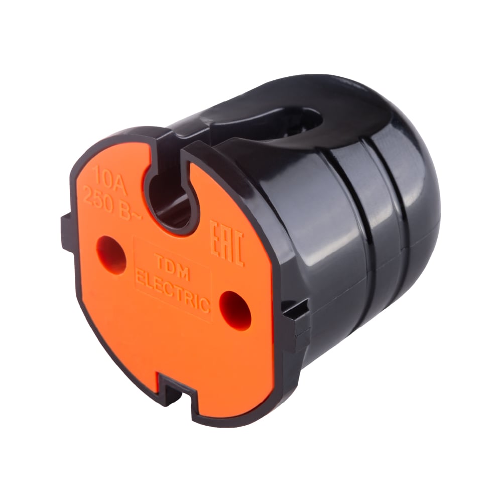 Розетка штепсельная без заземления, черная с красной вставкой 10А 250B TDM ELECTRIC SQ1806-0214