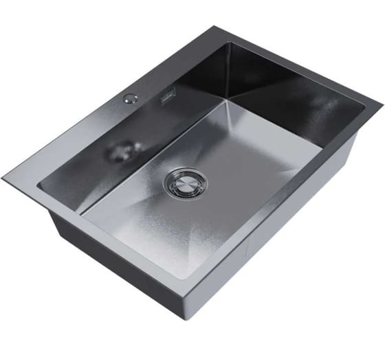 Изображение товара Мойка кухонная MIXLINE настольный монтаж 65x45 3.0 выпуск 3 1/2 ПРО с ФАСКОЙ 22 см с сифоном черн графит декор ШОК 559604