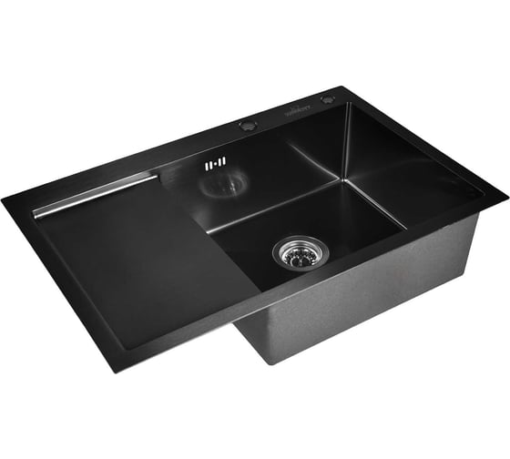 Изображение товара Кухонная мойка из нержавеющей стали WISENT 7851B-R с PVD покрытием 78x51см WS37851B-R/WGER019B