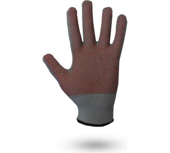 Изображение товара Нейлоновые перчатки Armprotect серые, с ПВХ-точкой, красного цвета, р9 6101