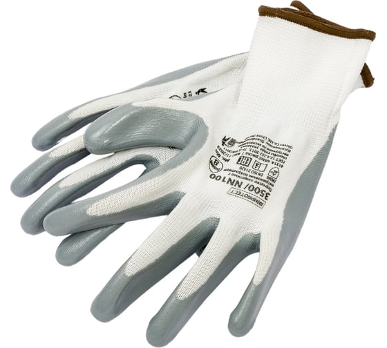 Изображение товара Нейлоновые перчатки с нитриловым покрытием Armprotect, белый/серый, р.8 3500/NN100