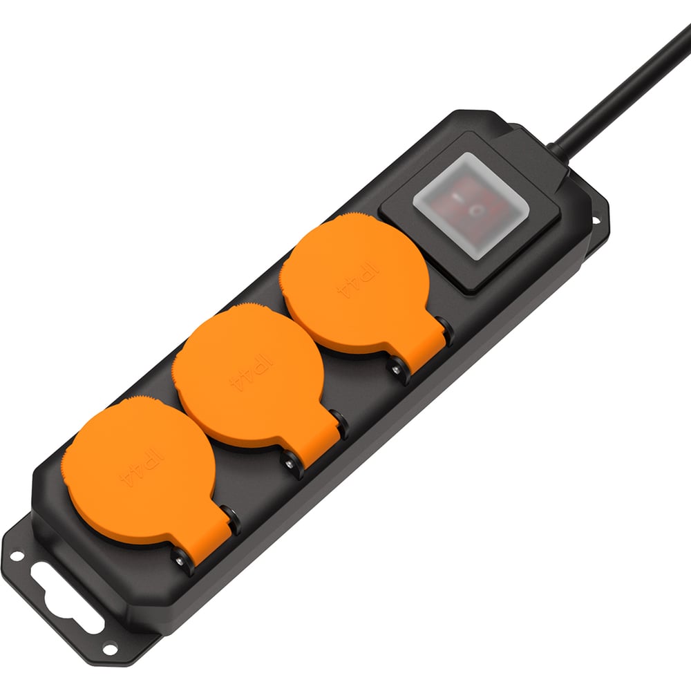Удлинитель силовой Filum FL-PEC-3SCH-SW-IP44 с выключателем, IP44, 3 розетки Schuko с кабелем 3х1.5 длиной 1.5 м 00-01288664