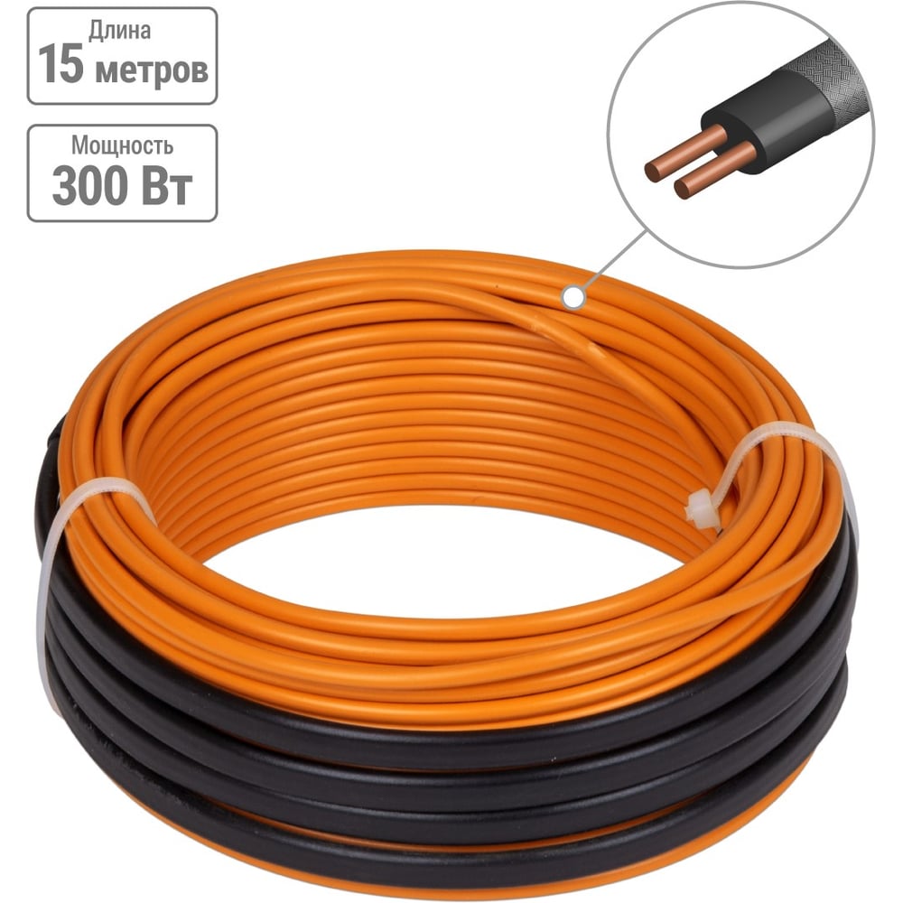 Изображение товара Двухжильный теплый пол в стяжку TDM ELECTRIC ПРОФИ 15 м 300 Вт для плитки и стяжки