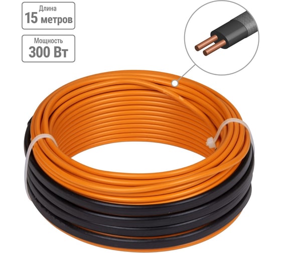 Изображение товара Двухжильный теплый пол в стяжку TDM ELECTRIC "ПРОФИ", 15 м, 300 Вт, S укладки 1,7-2,4 кв.м.,SQ2501-0014