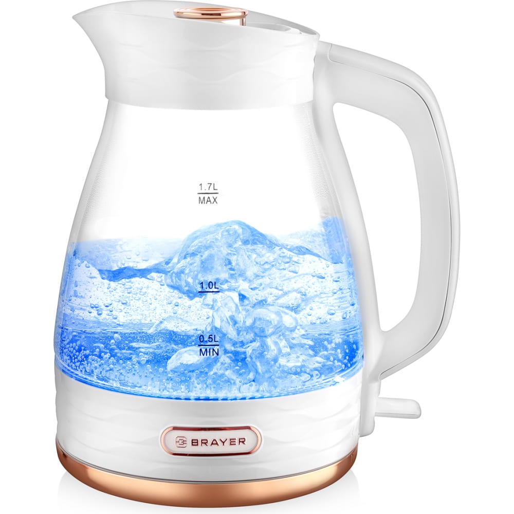 Электрический чайник BRAYER, цвет прозрачный/белый BR1029 - фото 1