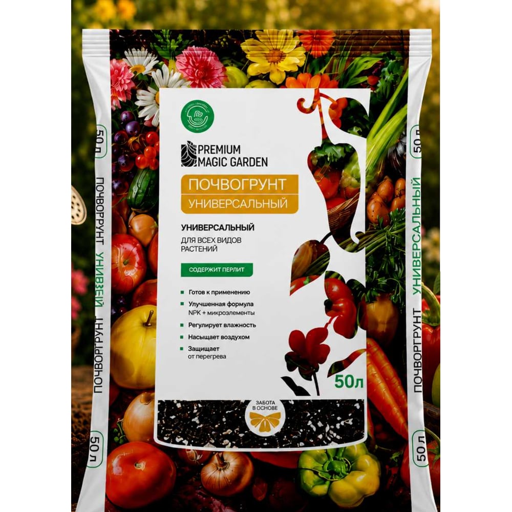 Изображение товара Почвогрунт универсальный Дачные рецепты Premium magic Garden Цветочный, 50 л 0274 Изображение товара Почвогрунт универсальный Дачные рецепты Premium magic Garden Цветочный, 50 л 0274