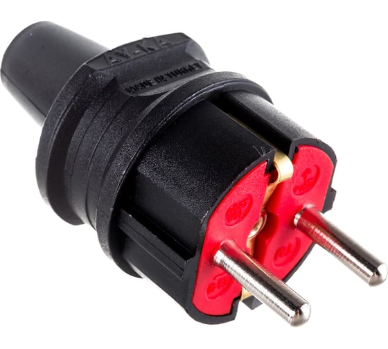 Изображение товара Прямая вилка AY-KA 16А 250В с заземлением, черный 7911500