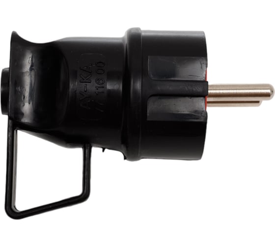 Изображение товара Вилка AY-KA 16А 250В с заземлением с кольцом, черный 7911600