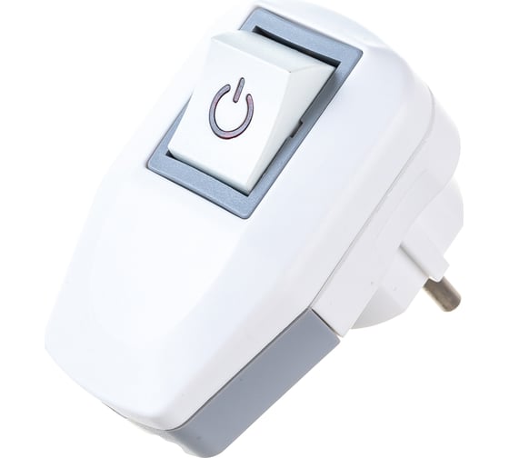 Изображение товара Угловая вилка AY-KA с выключателем 16А 250В с заземлением, белый-серый 7715300