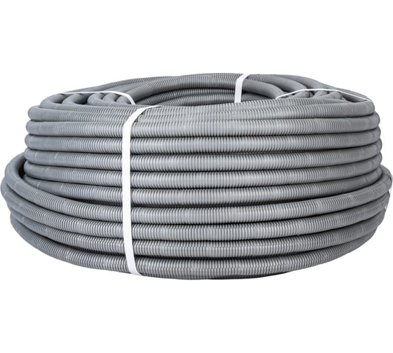 Изображение товара Гибкая гофрированная труба ПНД ZITEG d20 мм с протяжкой, цвет серый, 100м 7930108870072