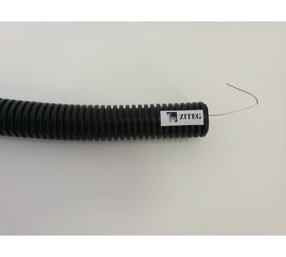 Изображение товара Гибкая гофрированная труба ПНД ZITEG d25 мм с протяжкой, цвет черный, 50м 7930108870362