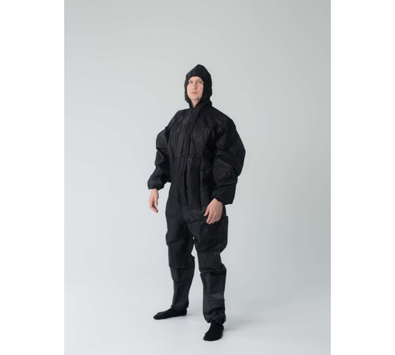 Изображение товара Многоразовый защитный комбинезон Смелый Каспер, черный, плотность 60 г/м2, размер 4XL, рост 180-188, с планкой с липучкой 00002