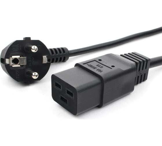 Изображение товара Шнур Power Cube ПВС-АП 3x1,5 S22C19-250-16-1.8, черн, 1.8 м, C19, 3x1.5, 16А, с зазем, Россия RPC-186C191,8BL