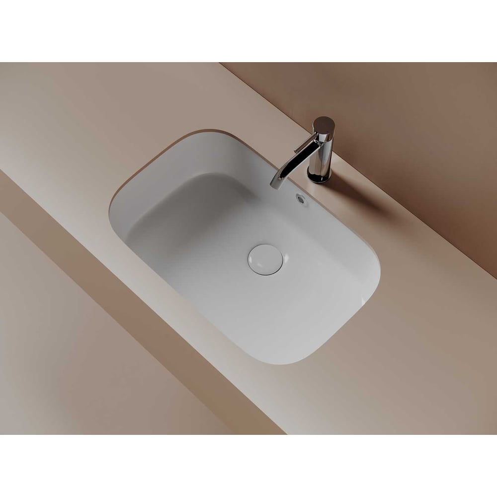 Изображение товара Раковина встраиваемая снизу Ceramicanova Era 570x395x195 мм, с переливом, белая CN15006
