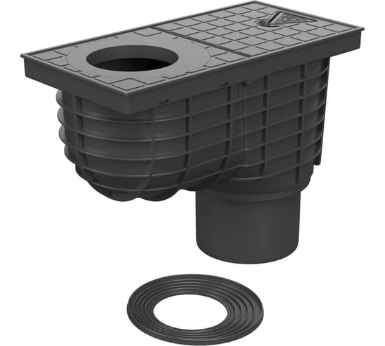 Изображение товара Дождеприёмник-трап со сливом из крыши MCH Chudej с нижним сливом, D110, стандарт, черный 325 E