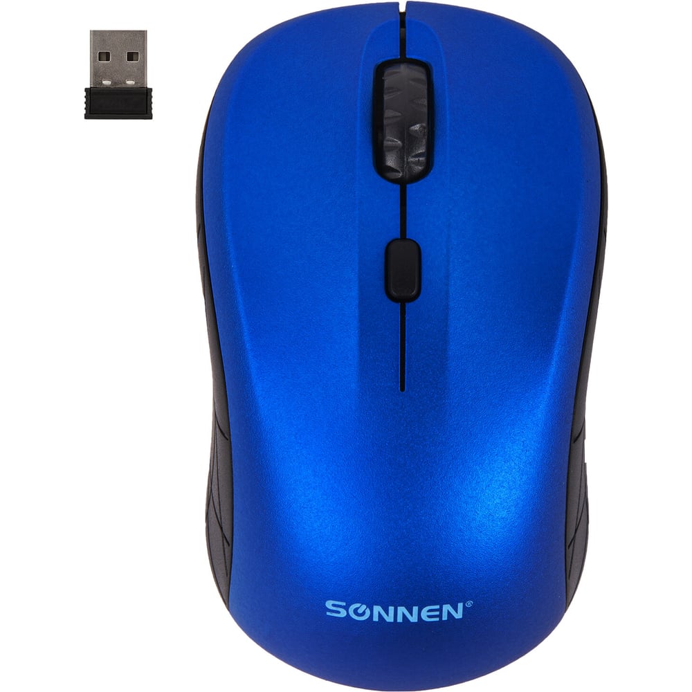 Мышь беспроводная SONNEN V111, USB, 800/1200/1600 dpi, 4 кнопки, оптическая, синяя 513519