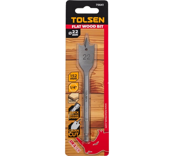 Изображение товара Сверло по дереву перьевое 22х152 мм, 1/4'' TOLSEN 75641