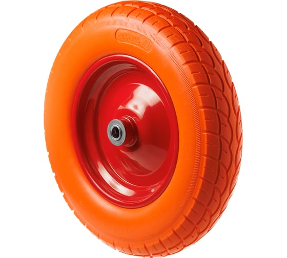 Изображение товара Полиуретановое бескамерное колесо для тачки / тележки 4.00-8, диаметр 380 мм, ось 16 мм, подшипник, А5 PU 3000-16 1005299