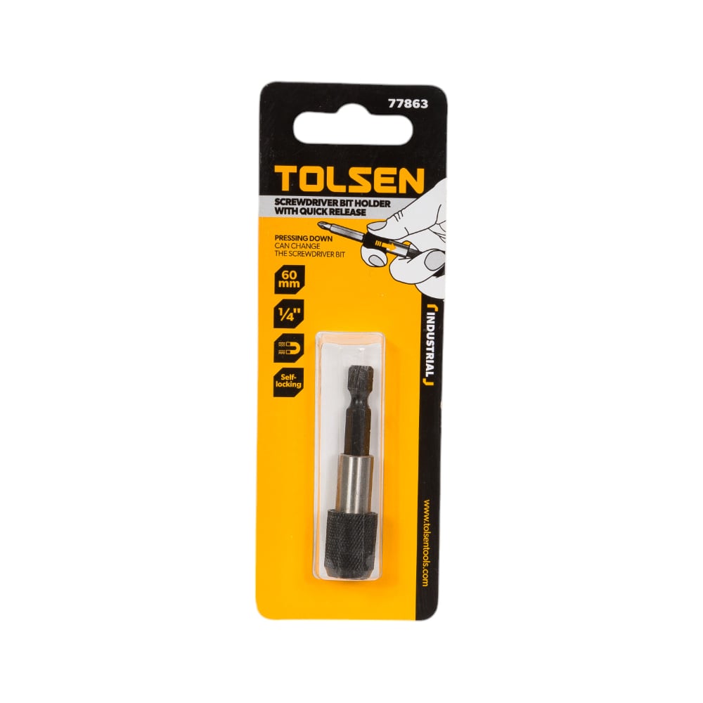 Изображение товара Держатель бит с фиксатором 1/4", 60 мм TOLSEN 77863
