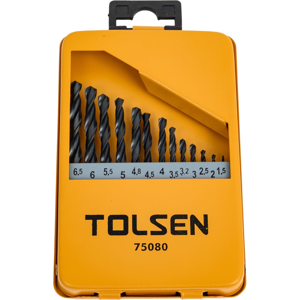 Изображение товара Набор сверл по металлу TOLSEN 13 предметов в металлическом кейсе