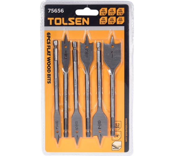 Изображение товара Набор перьевых сверл по дереву 6 предметов TOLSEN 75656