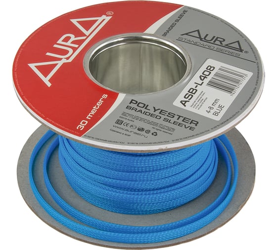 Изображение товара Защитная оплетка AurA полиэстер 4-8мм, голубая ASB-L408