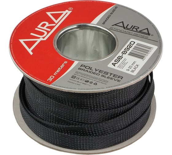 Изображение товара Защитная оплетка AurA полиэстер 9-20мм, черная ASB-B920