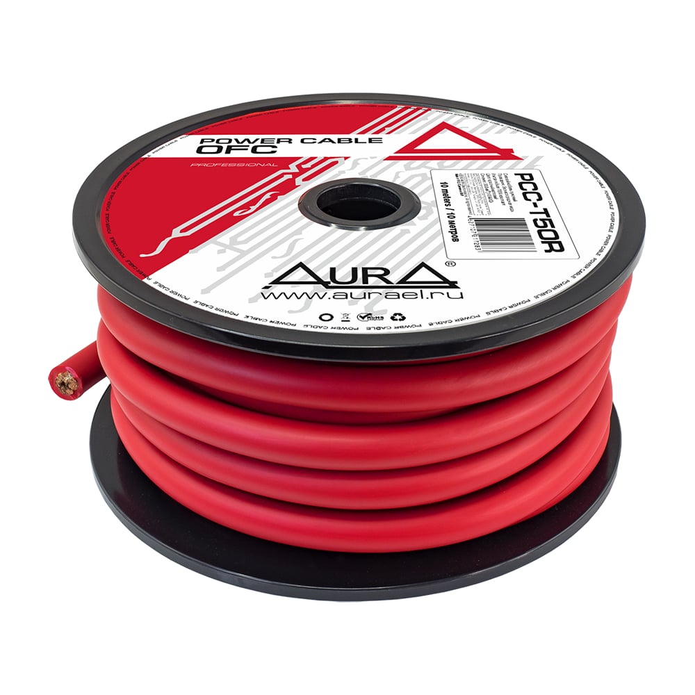 Изображение товара Силовой кабель AurA TOFC 0AWG 50мм2 10м катушка красный