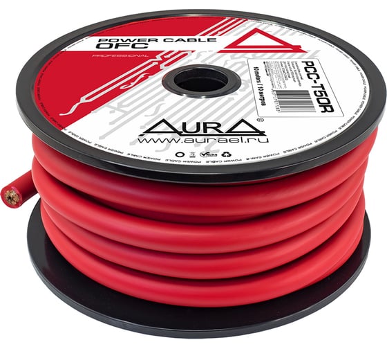 Изображение товара Силовой кабель AurA TOFC, 0AWG/50мм2, 10м. катушка, красный PCC-T50R