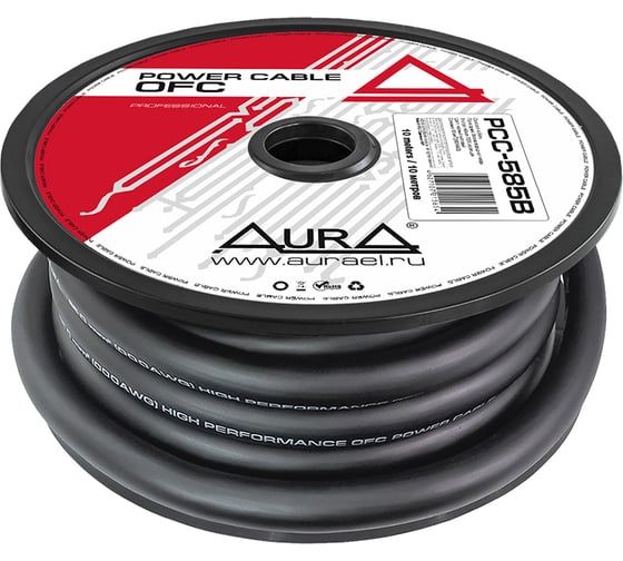 Изображение товара Силовой кабель AurA OFC, 000AWG/85мм2, 10м. катушка, черный PCC-585B