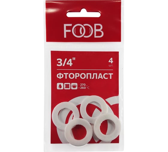 Изображение товара Набор прокладок из фторопласта FOOB 3/4, 4 шт F20.44.4 00-00002549