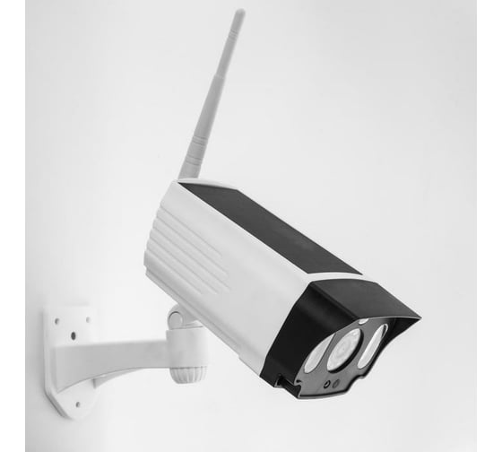 Изображение товара Фонарь-муляж камеры видеонаблюдения СИМАЛЕНД 4 режима, 2 аккумулятора, солнечная батарея, 7.5x8 см 5926388